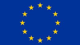 Die EU-Flagge. Gelbe Sterne auf blauem Hintergrund.