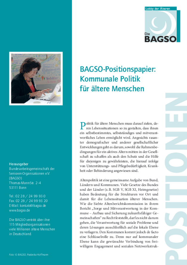 BAGSO Positionspapier Kommunale Politik für ältere Menschen