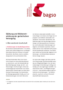 BAGSO Positionspapier Stärkung und Weiterentwicklung der geriatrischen Versorgung
