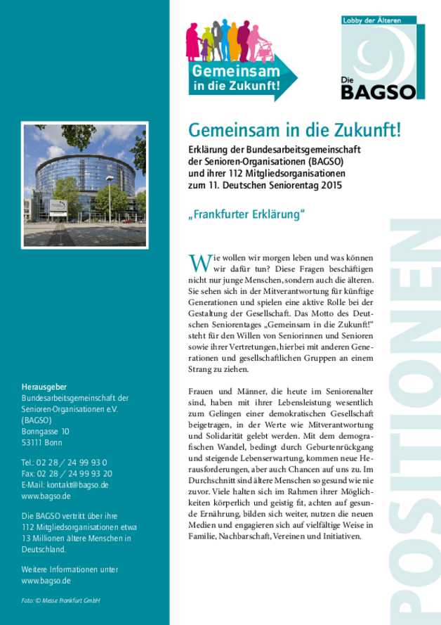 BAGSO Positionspapier Frankfurter Erklärung DST 2015