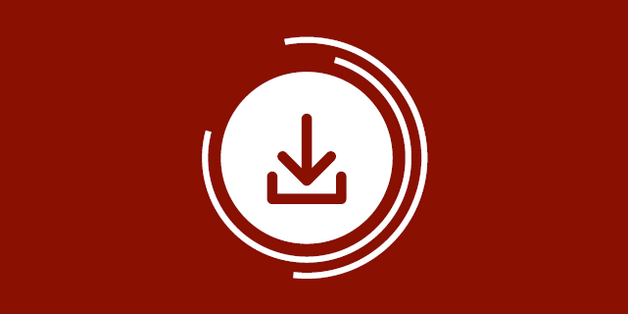 Icon Download-Symbol auf rotem Hintergrund