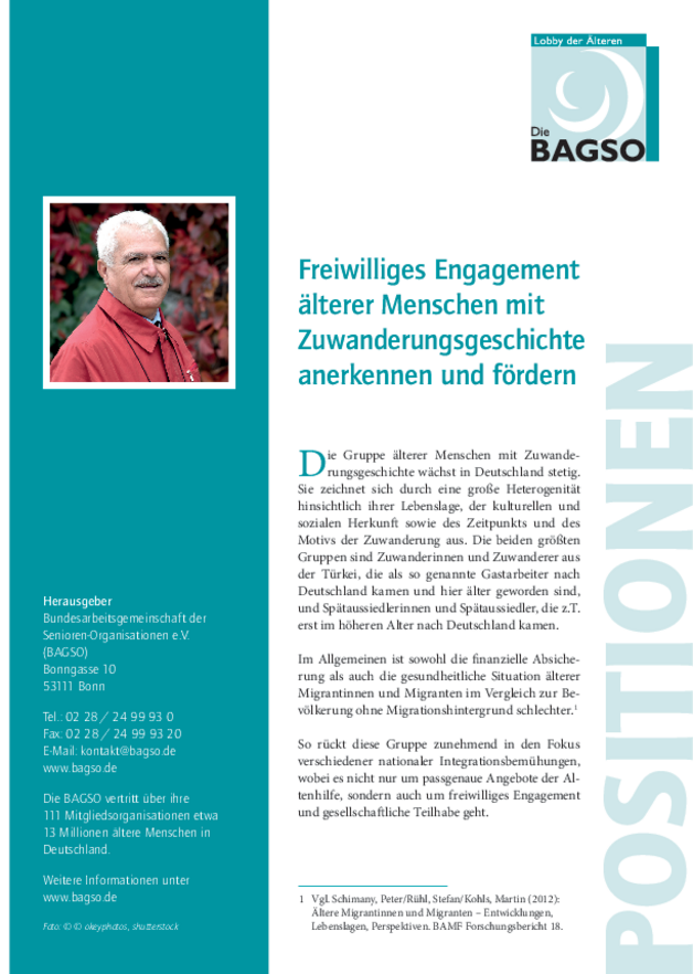 BAGSO Positionspapier Engagement älterer Migrantinnen und Migranten